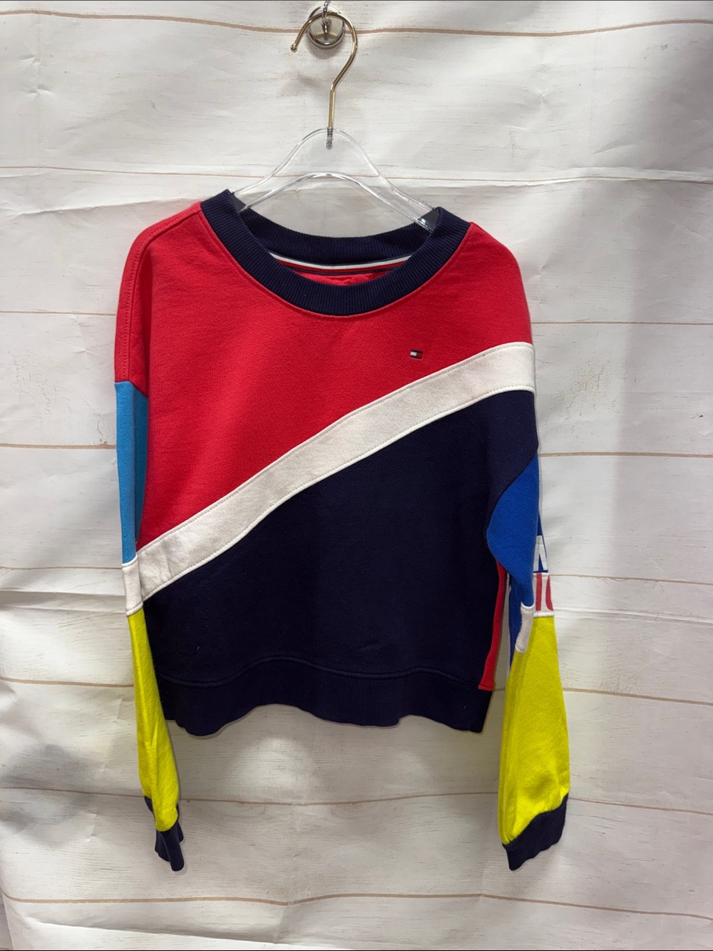 Tommy Hilfiger Colorblock Crewneck Sweater - Red, Navy, Yellow, Blue, White